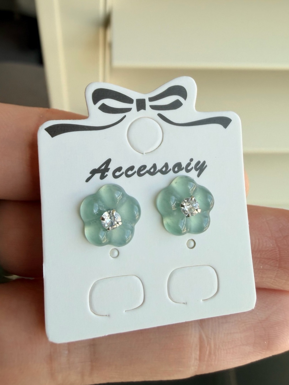 Natural Grade A Guatemalan Jadeite Carved Flower Stud Earrings